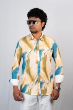 Men's Abstract Watercolour Print Shirt - Image 4
