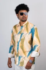 Men's Abstract Watercolour Print Shirt - Image 3