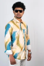 Men's Abstract Watercolour Print Shirt - Image 2