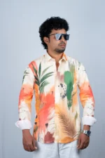 Men's Abstract Tropical Print Shirt - Image 4