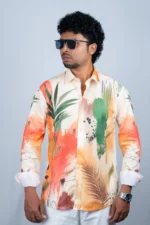 Men's Abstract Tropical Print Shirt - Image 3
