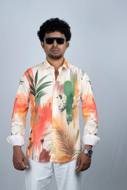 Men's Abstract Tropical Print Shirt