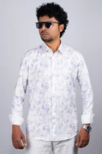 Men's Lilac Leaf Print Shirt - Image 4