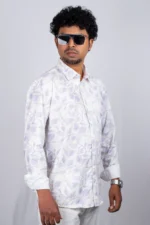 Men's Lilac Leaf Print Shirt - Image 5