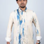 Men's Abstract Blue Brushstroke Button-Down Shirt