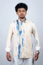 Men's Abstract Blue Brushstroke Button-Down Shirt