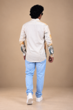 Men's Artistic Orange & Earth Tone Abstract Print Shirt - Image 4