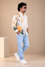 Men's Artistic Orange & Earth Tone Abstract Print Shirt - Image 3
