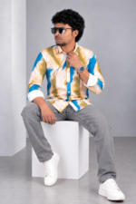 Men's Abstract Watercolour Print Shirt - Image 4