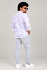 Men's Lilac Leaf Print Shirt - Image 5