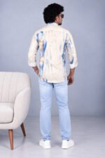 Men's Abstract Blue Brushstroke Button-Down Shirt - Image 5