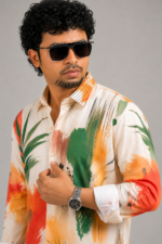 Men's Abstract Tropical Print Shirt - Image 2