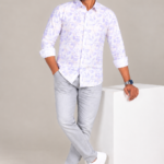 Men's Lilac Leaf Print Shirt