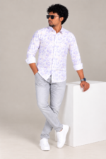 Men's Lilac Leaf Print Shirt