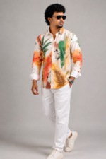 Men's Abstract Tropical Print Shirt - Image 3