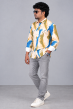Men's Abstract Watercolour Print Shirt - Image 2